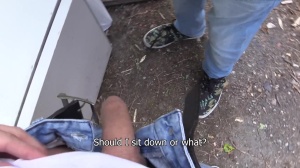 young bartender shows his dick in public