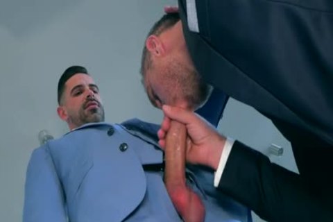 Hard pounding wearing suit