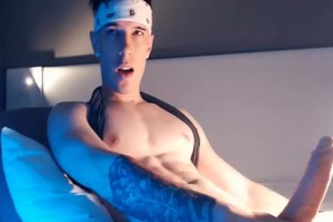 pretty lad With vibrator In His booty wanking And ejaculates In Live