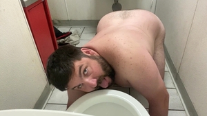 I go into A Gas Station Toilet And take up with the tongue And engulf The Toilet And The Floor